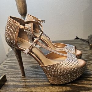 ROSE GOLD GIANNI BINI HIGH HEEL SHOES
